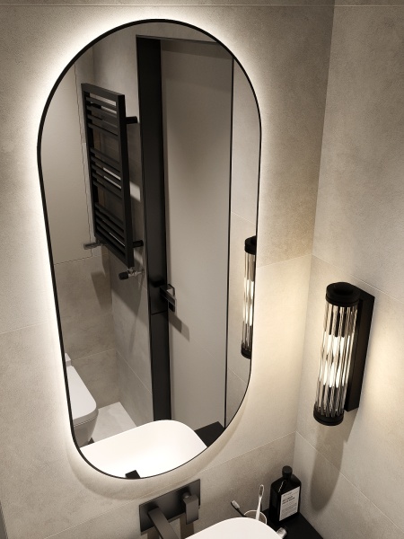 Зеркало навесное Z-16 110х50 см с черной рамкой и подсветкой