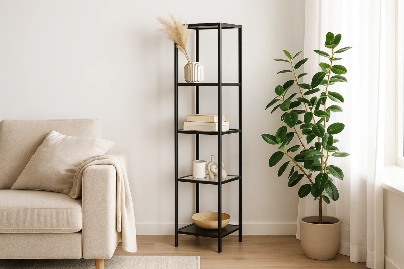 Стеллаж со стеклянными полками "Нора" гостиная 460