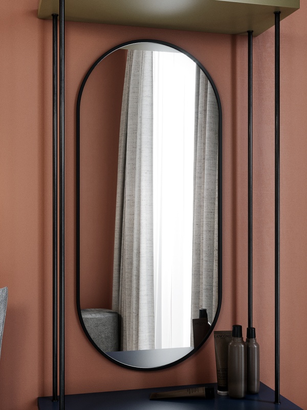 Зеркало навесное Z-16 110х50 см с черной рамкой без подсветки