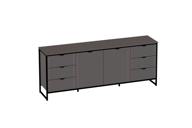 Тумба 2 дв 6 ящ "Нора" гостиная с глухими дверями Графит